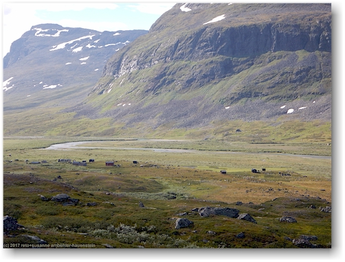 samensiedlung im tal des des tjaektjajakka entlang des kungsleden zwischen den saelkastugorna und den singistugorna