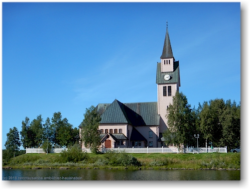 blick vom saella auf die kirche von arjeplog