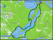 karte der fahrt vom camping hossan lumo nach hossalais-lammet und zurueck via hossa nationalpark info-center sowie karte und hoehenprofil der rundwanderung kokalmus im hossa nationalpark