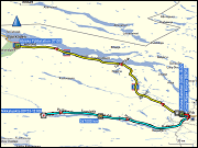 karte der fahrt mit dem jogi von kiruna nach nikoluokta, der fahrt mit dem bus von nikkaluokta zurueck nach kiruna und der fahrt mit dem zug von kiruna nach abisko