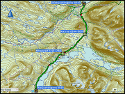 karte und hoehenprofil der wanderung von den abiskojaurestugorna zu den alesjaurestugorna