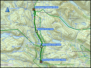 karte und hoehenprofil der wanderung von der darreluoppal fjaellstuga zur sammarlappa fjaellstuga