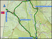 karte und hoehenprofil der rundwanderung von der groevelsjoen fjaellstation zum silverfallet und via storsatra fjaellhotell zurueck zur fjaellstation