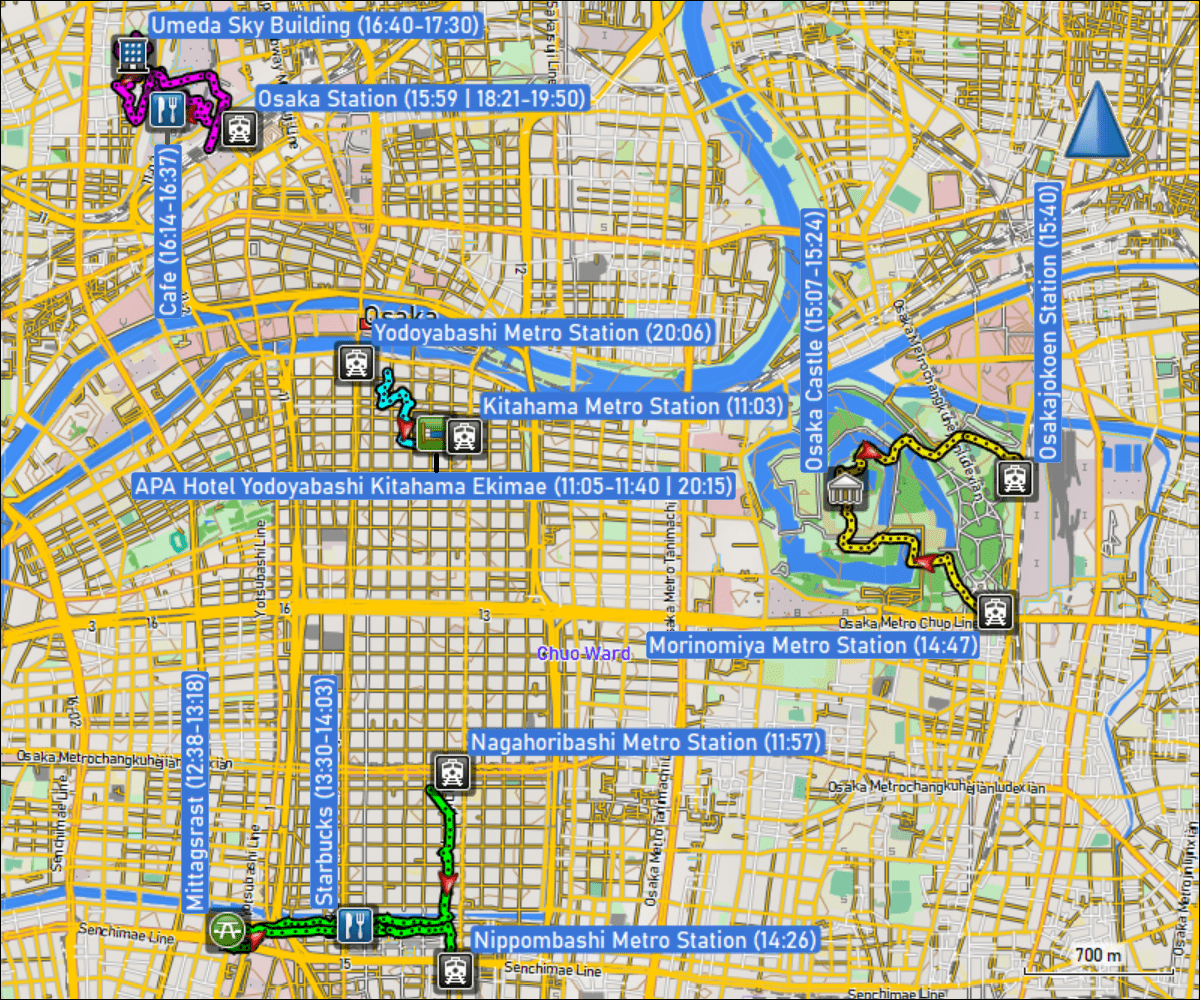 wegstrecke der fussmaersche in osaka