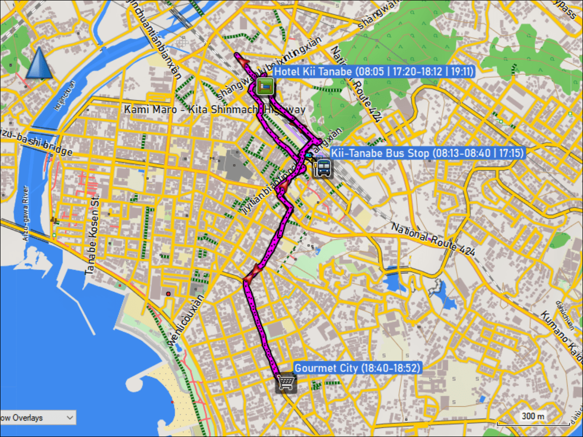 wegstrecke der fussmaersche in tanabe