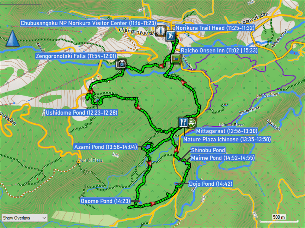 wegstrecke der rundwanderung bei norikura