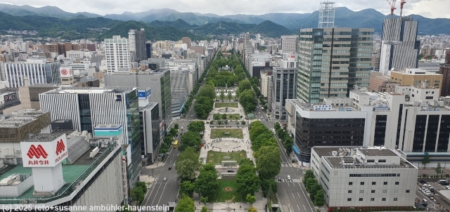 aussicht auf sapporo und den odori park vom TV tower