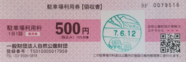 parkschein fuer den parkplatz beim mount io rest house im akan-mashu nationalpark