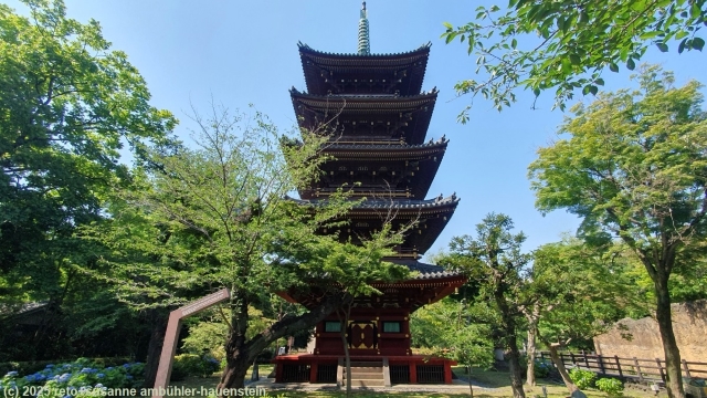 fuenfstoeckige pagode kan'ei-ji im ueno park in tokyo