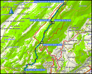karte der wanderung vom hotel restaurant du marchairuz, VD zum studio "au rayon de soleil" in saint-cergue, VD